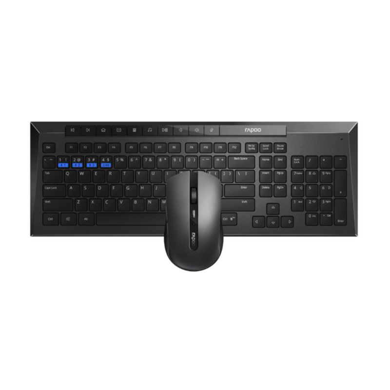 Rapoo 8200M Multi-mode Wireless Desktop Keyboard and Mouse Combo - Black
