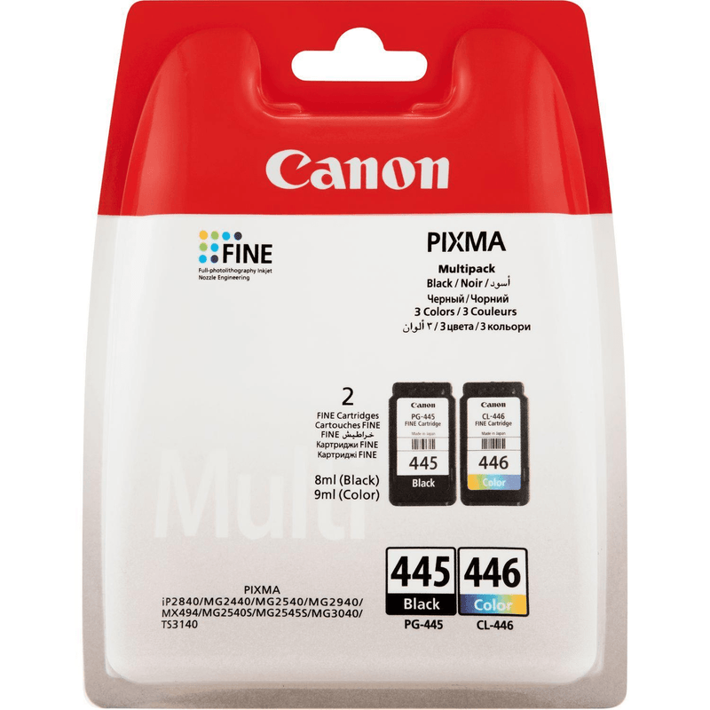 Canon PG-445 Black and CL-446 Colour Printer Ink Cartridges Original 8283B004 Multi-pack
