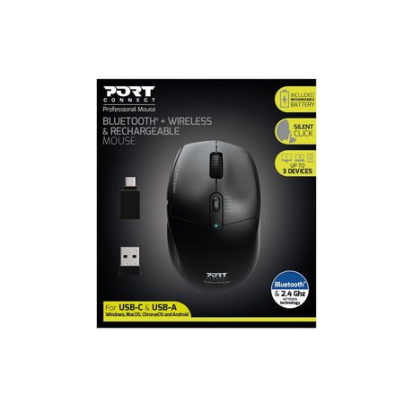 Port Designs 900715 Mouse Right-Hand RF Wireless+Bluetooth Optical 2400dpi