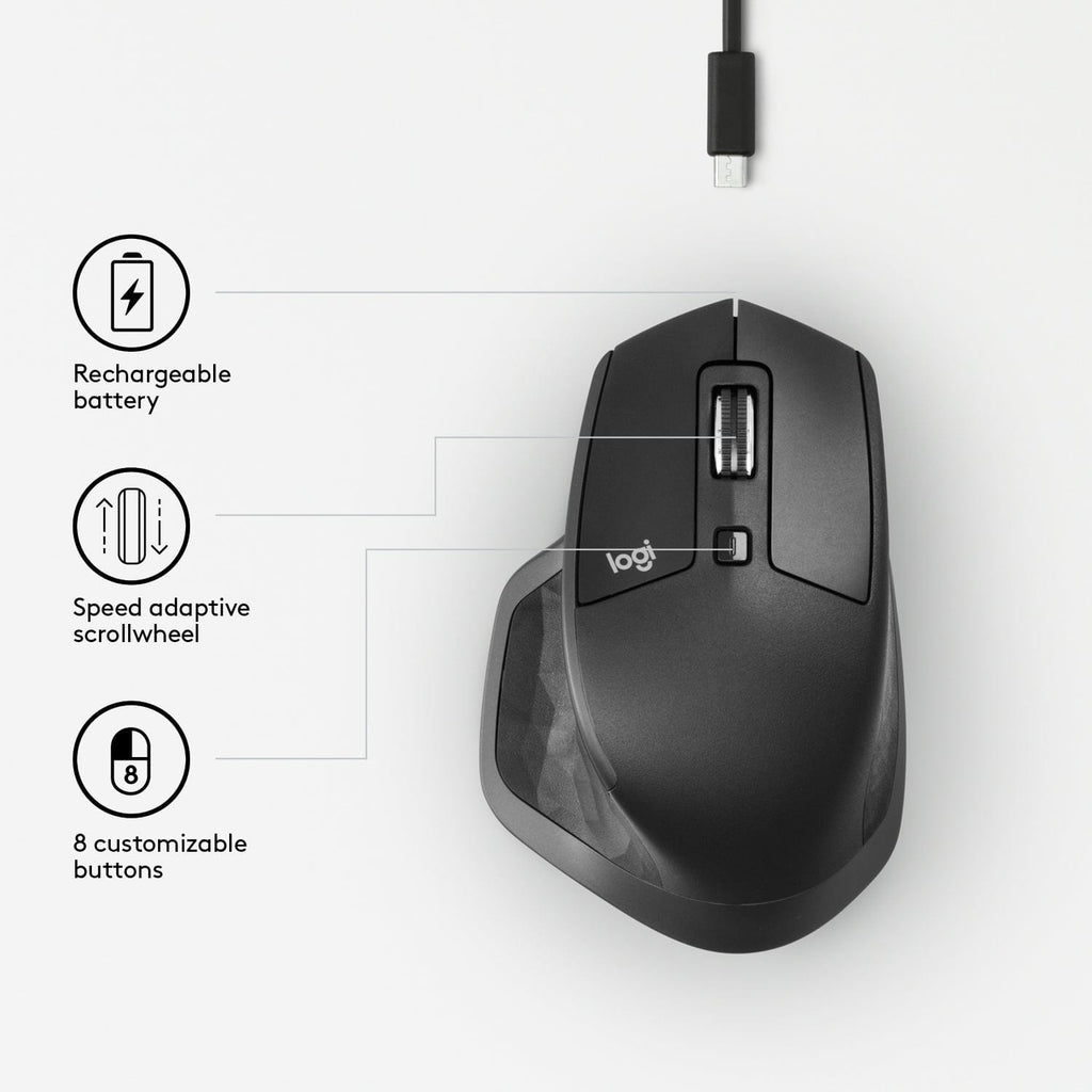 Sotel  Logitech MX Master 2S Wireless Mouse souris Droitier RF sans fil +  Bluetooth Laser 1000 DPI