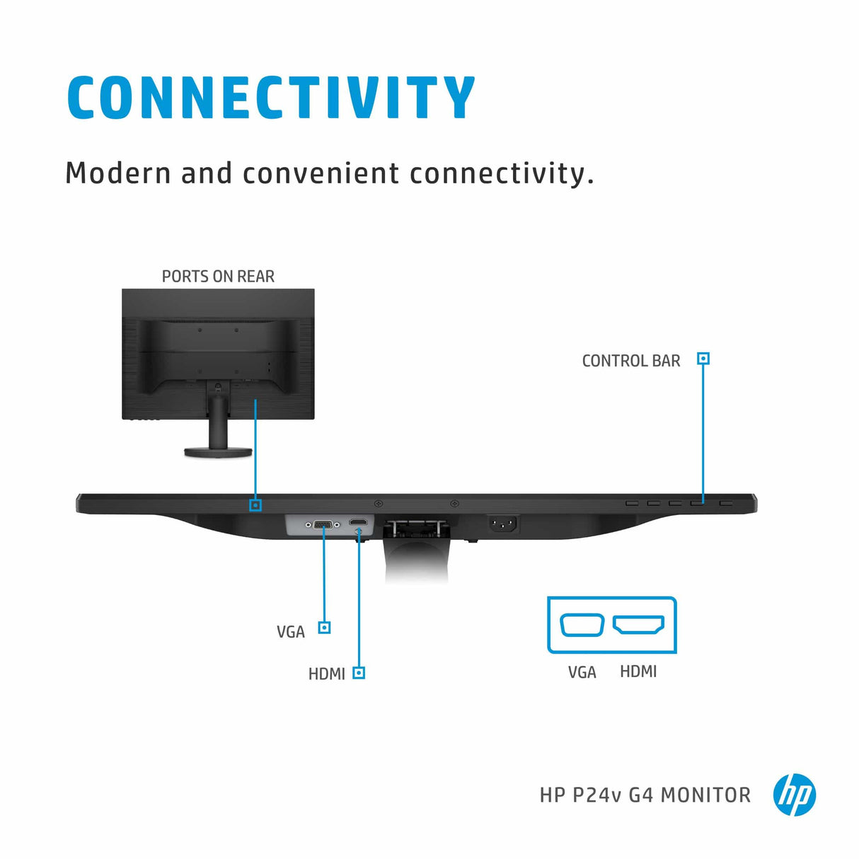 HP P24v G4 60.5 cm (23.8") 1920 x 1080 pixels Full HD Black