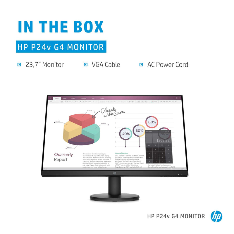 HP P24v G4 60.5 cm (23.8") 1920 x 1080 pixels Full HD Black