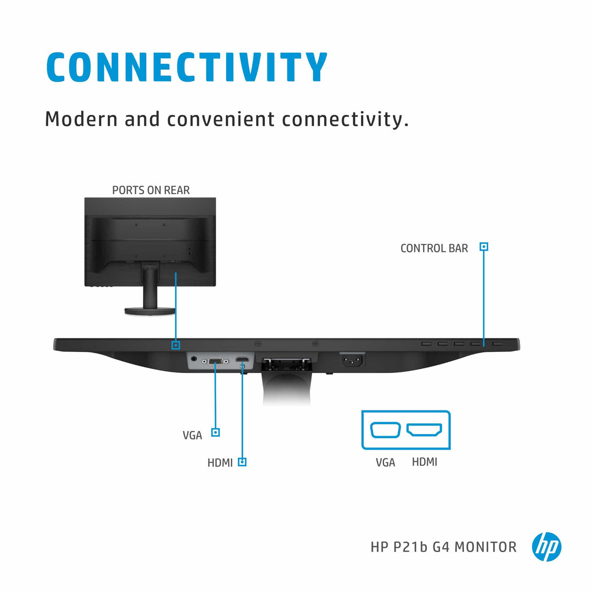 HP P-Series P21b G4 52.6 cm (20.7") 1920 x 1080 pixels Full HD LED Black