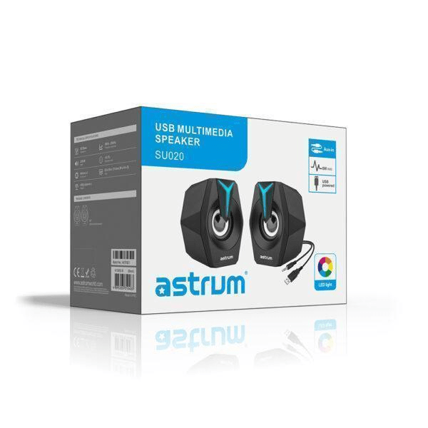 Astrum SU020 2 Channel LED USB Multimedia Speakers A13602-BL