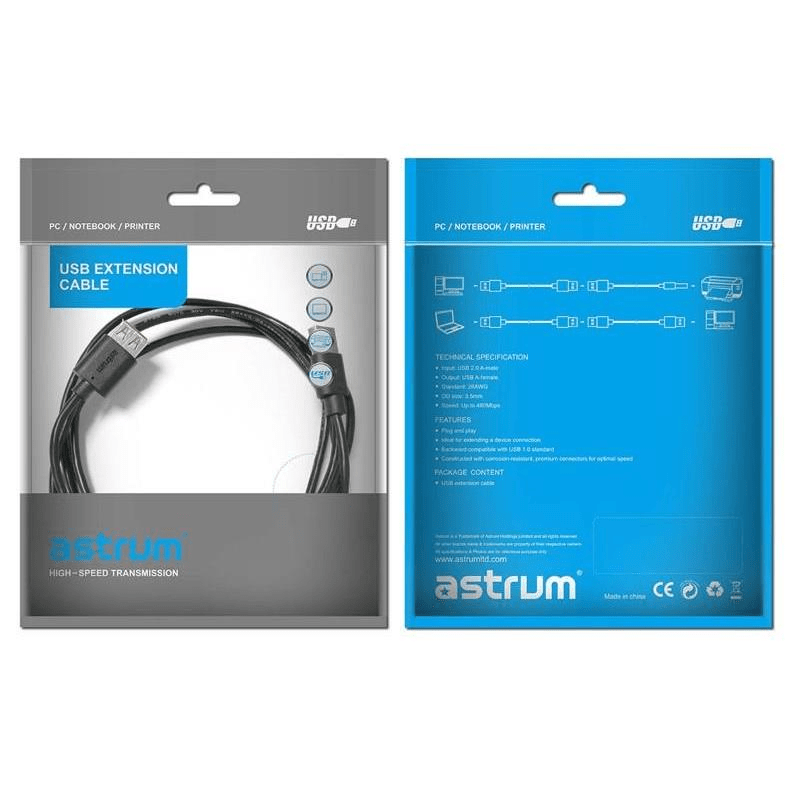 Astrum UE203 USB Male to Female Extension Cable 3m A33103-B