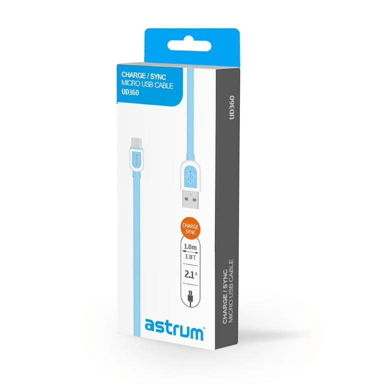 Astrum UD360 Micro USB Charge Sync Flat Cable Blue A53036-C