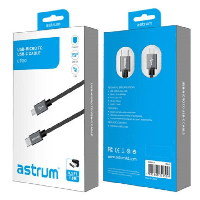 Astrum UT590 USB Micro to USB-C Charge and Sync Cable A53059-B