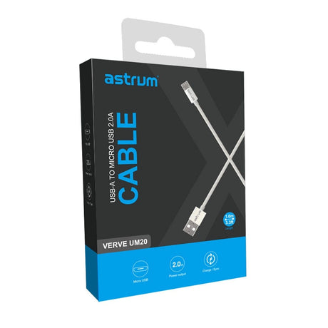 Astrum Verve UM20 1m USB-A to Micro USB Cable White A53102PW