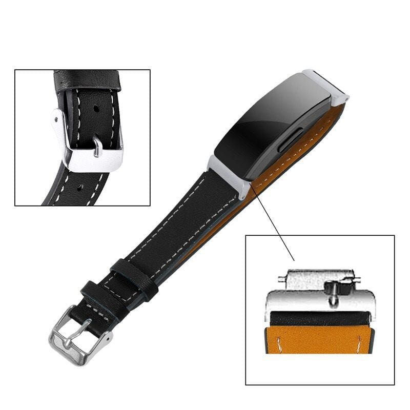 Tuff-Luv Leather Strap for Fitbit Inspire/Inspire HR - Large - Black A6_90