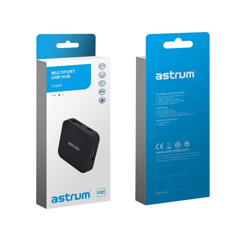 Astrum UH040 Multiport USB Hub Black A84514-B