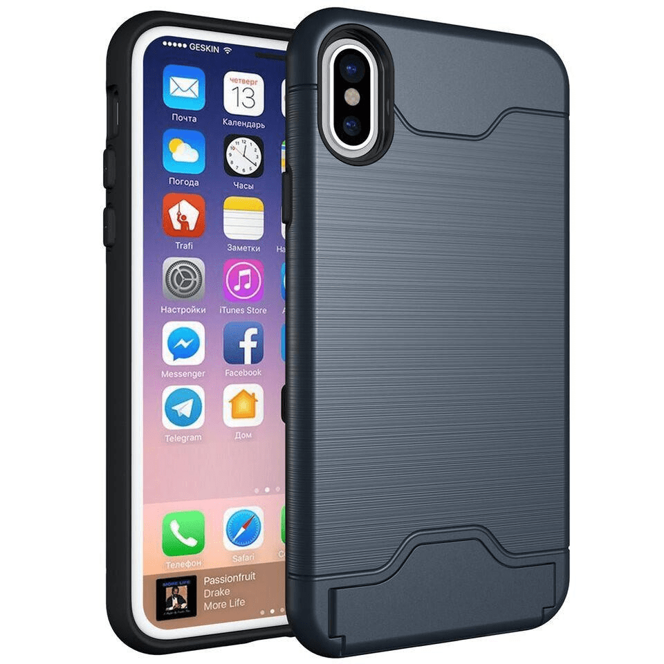 Tuff-Luv Shockproof Dual Layer Armour Case (with Stand & Card slot)  for Apple iPhone XR Navy Blue A9_73