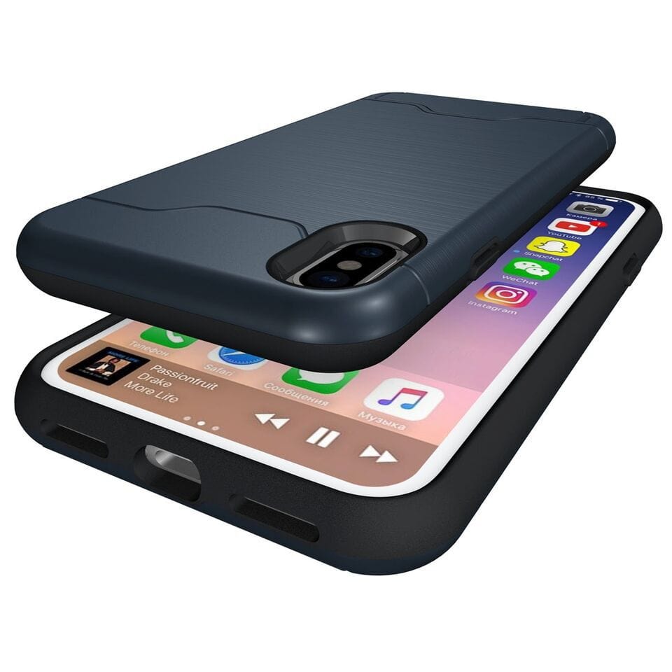 Tuff-Luv Shockproof Dual Layer Armour Case (with Stand & Card slot)  for Apple iPhone XR Navy Blue A9_73