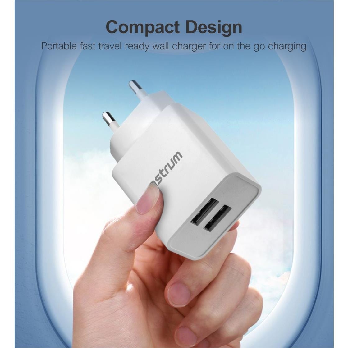 Astrum Pro Dual U24 12W 2.4A USB Wall Charger Black A92624EB