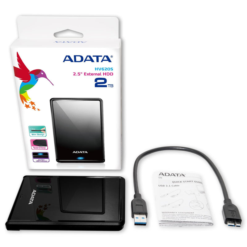 ADATA HV620S 2TB Black External Hard Drive AHV620S-2TU31-CBK
