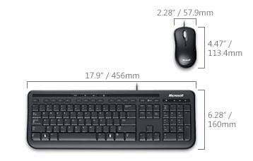 Microsoft Wired Desktop 600 Keyboard and Mouse Combo USB Black APB-00001