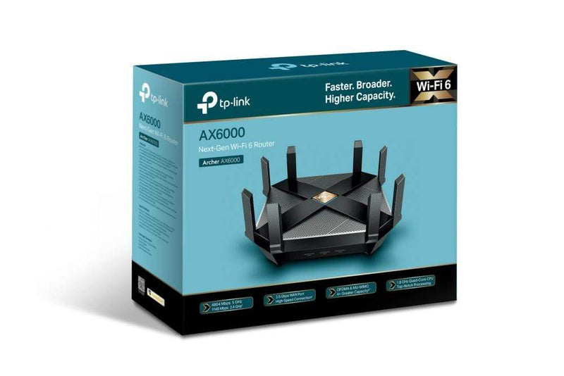 TP-Link Archer AX6000 Wi-Fi 6 Wireless Router - Dual-band 2.4GHz and 5GHz Gigabit Ethernet Black ARCHER AX6000