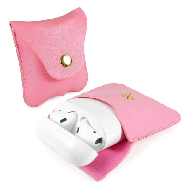 Tuff-Luv Faux Leather Pouch Case for Apple Airpods headphones Pink B10_103