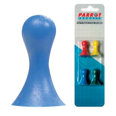 Parrot Magnetic Map Pins (4 Per Card - Assorted - Size: 30mm)