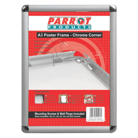 Parrot Poster Frame A3 480x360mm Chrome Corner BG3003