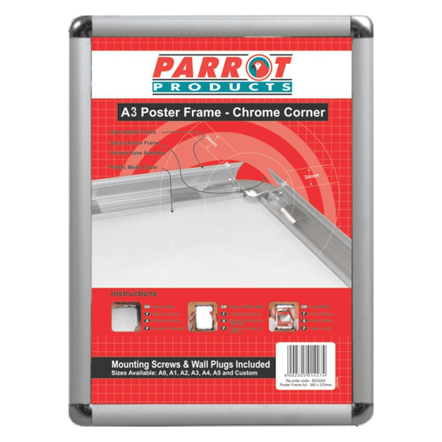 Parrot Poster Frame A3 480x360mm Chrome Corner BG3003