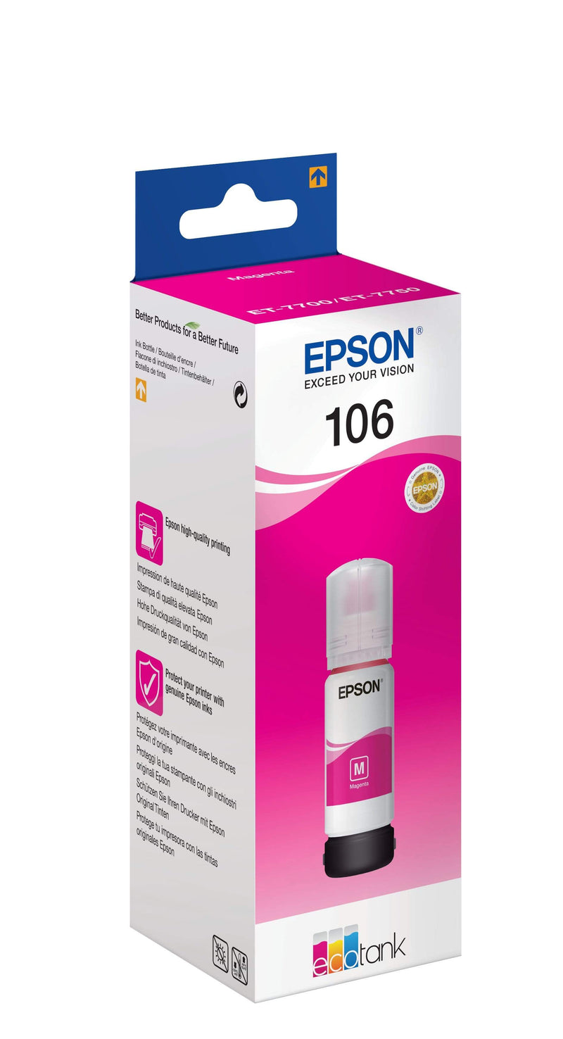 Epson 106 EcoTank Magenta Printer Ink Cartridge Original C13T00R340 Single-pack