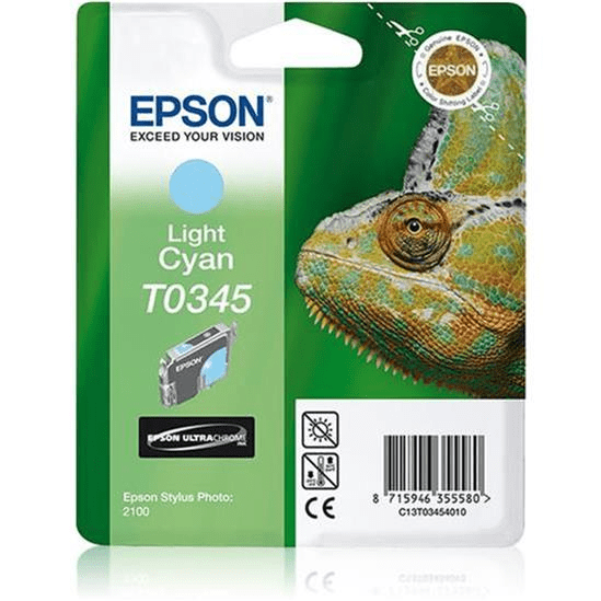 Epson T0345 Ultrachrome Light Cyan Printer Ink Cartridge Original C13T03454010 Single-pack