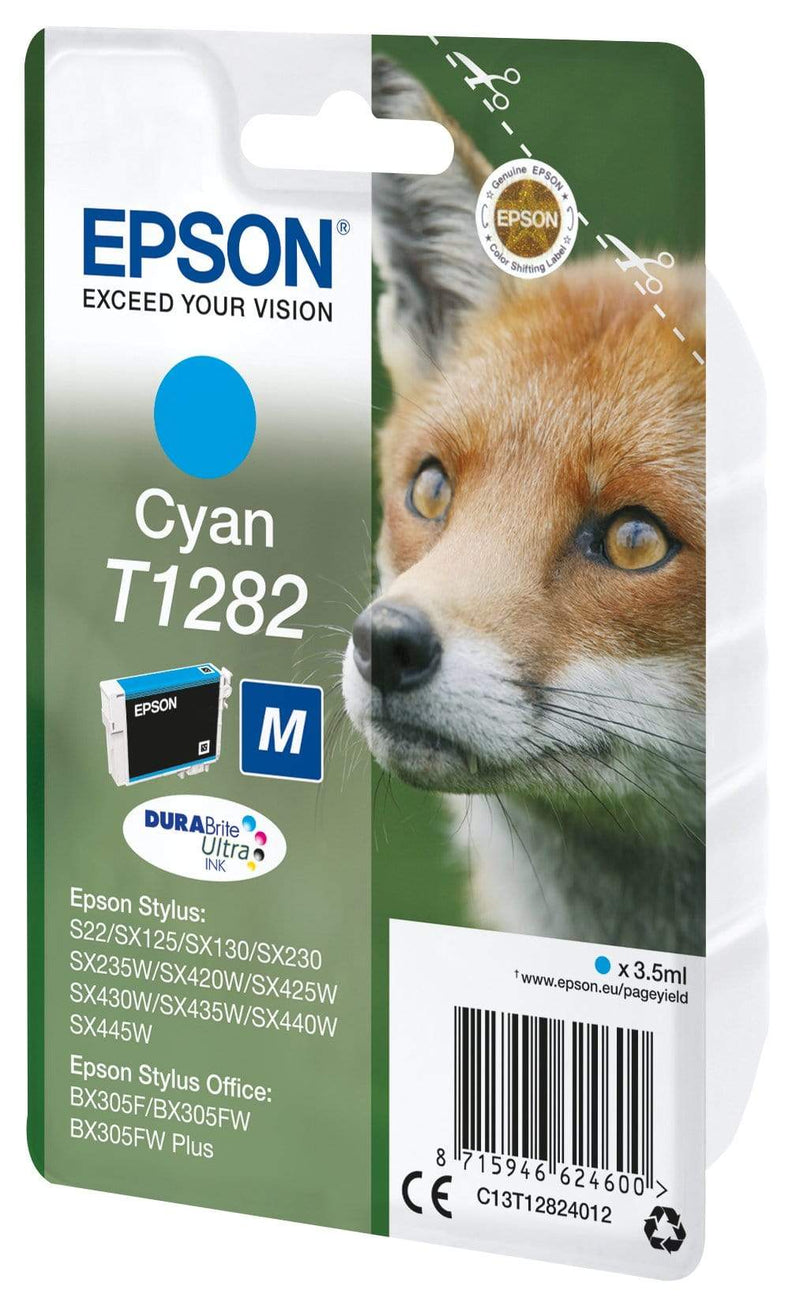 Epson T1282 DURABrite Ultra Cyan Printer Ink Cartridge Original C13T12824012 Single-pack