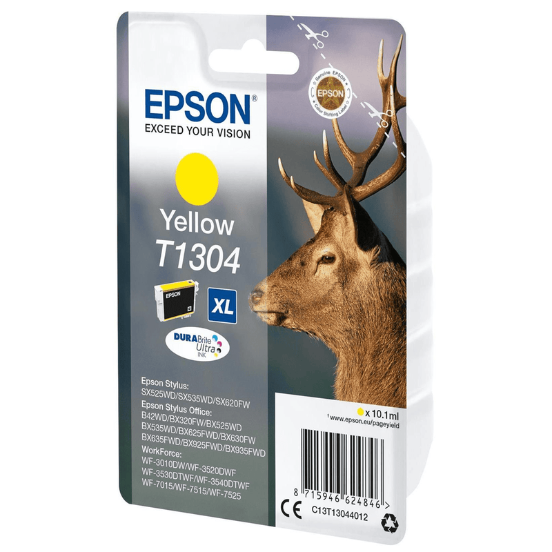 Epson T1304 DURABrite Ultra Yellow High Yield Printer Ink Cartridge Original C13T13044012 Single-pack