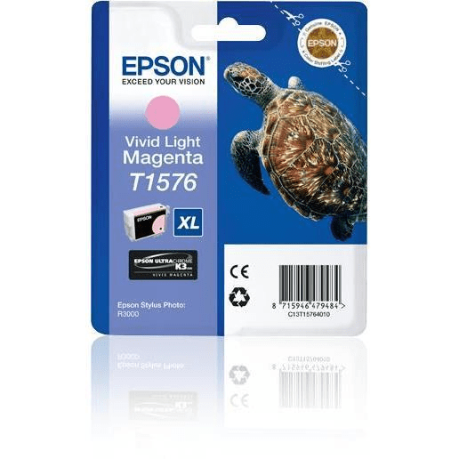 Epson T1576 Vivid Ultrachrome K3 Light Magenta High Yield Printer Ink Cartridge Original C13T15764010 Single-pack