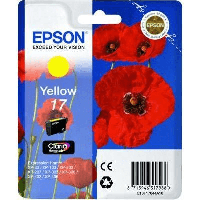 Epson 17 Claria Home Yellow Standard Yield Printer Ink Cartridge Original C13T17044A10 Single-pack