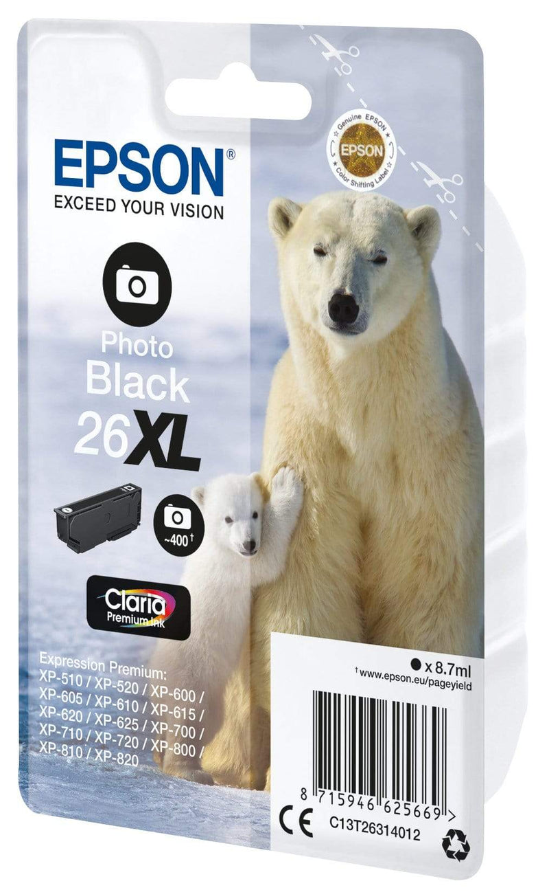 Epson 26XL Claria Premium Photo Black High Yield Printer Ink Cartridge Original C13T26314012 Single-pack