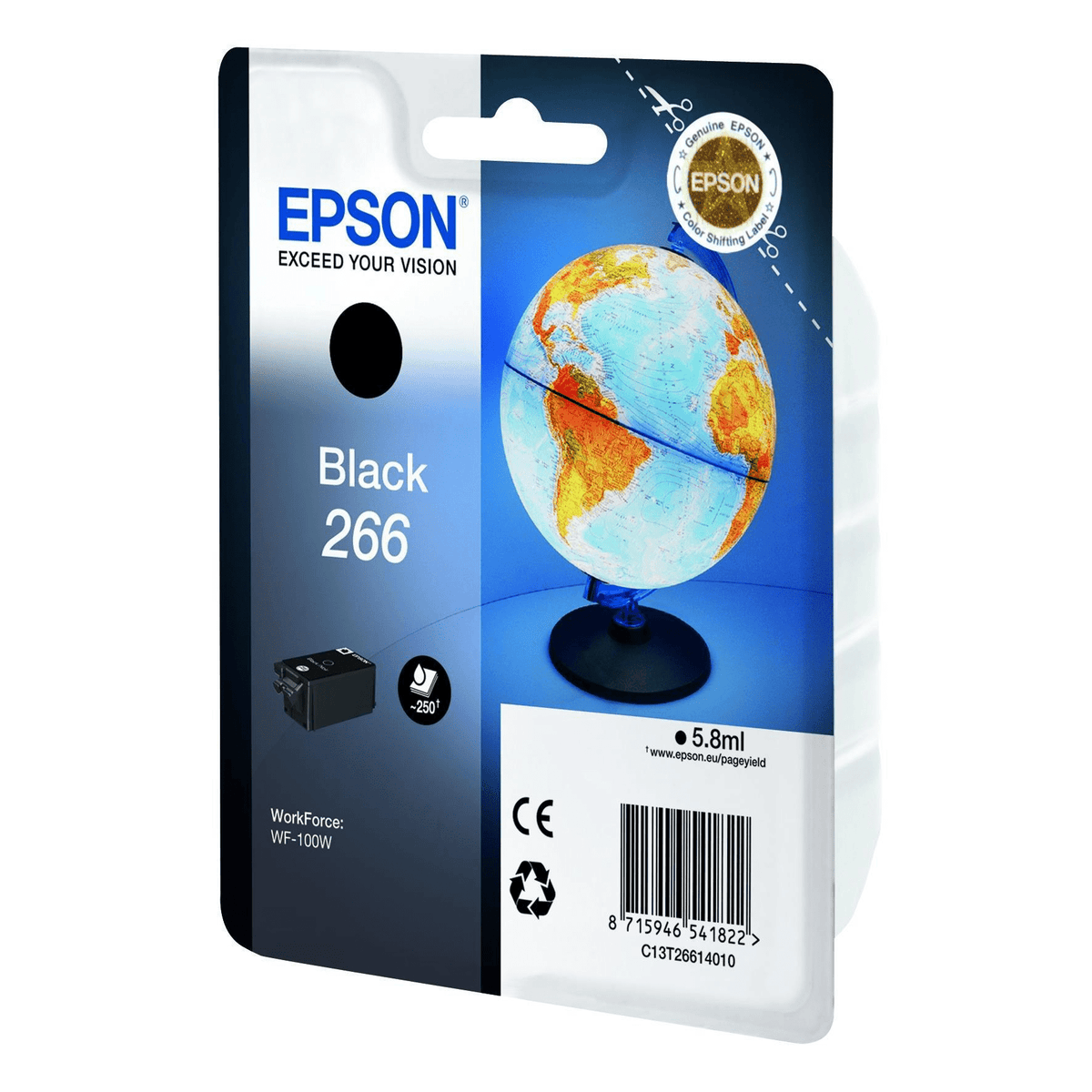 Epson 266 Black Printer Ink Cartridge Original C13T26614010 Single-pac ...