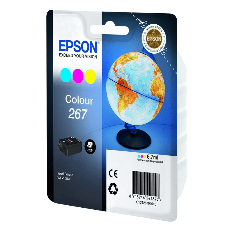 Epson 267 Color Cyan, Magenta, Yellow Printer Ink Cartridge Original C13T26704010 Single-pack