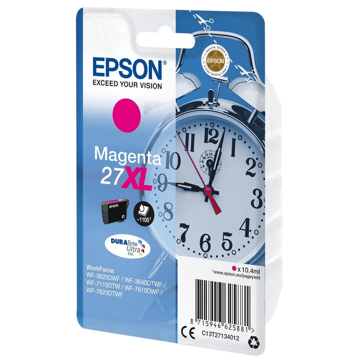 Epson 27XL DURABrite Ultra Magenta High Yield Printer Ink Cartridge Original C13T27134012 Single-pack