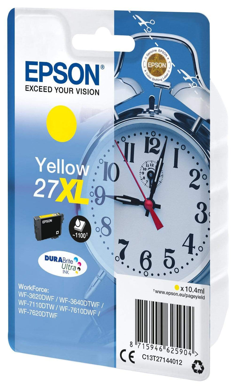 Epson 27XL DURABrite Ultra Yellow High Yield Printer Ink Cartridge Original C13T27144012 Single-pack