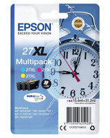 Epson 27XL 3-Colour DURABrite Ultra Cyan, Magenta, Yellow High Yield Printer Ink Cartridges Original C13T27154012
