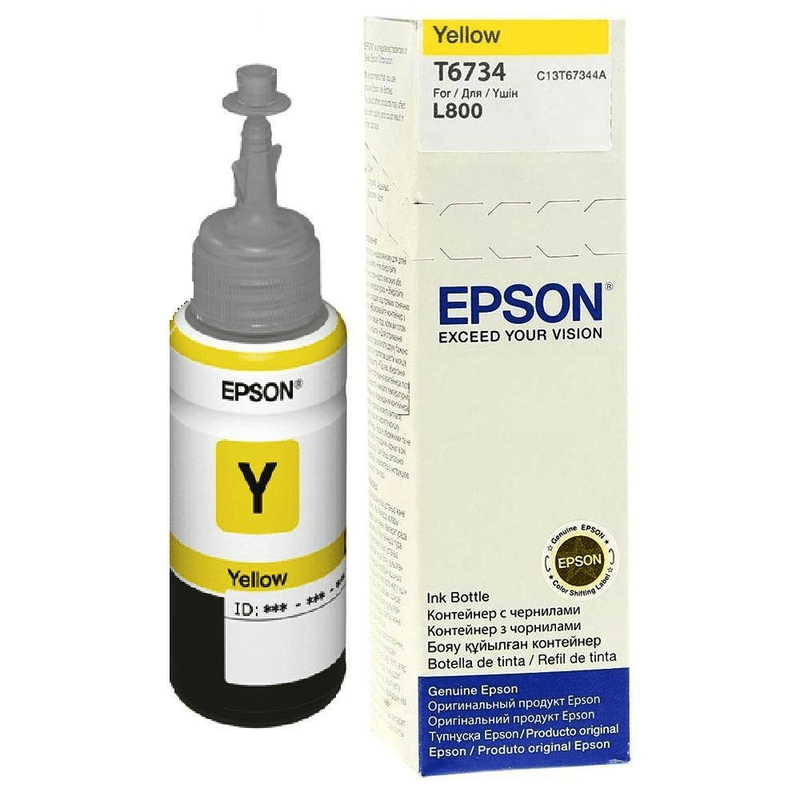 Epson T6734 Bottle 70-ml Yellow Standard Yield Printer Ink Cartridge Original C13T67344A Single-pack