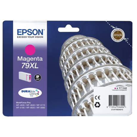 Epson 79XL DURABrite Ultra Magenta High Yield Printer Ink Cartridge Original C13T79034010 Single-pack