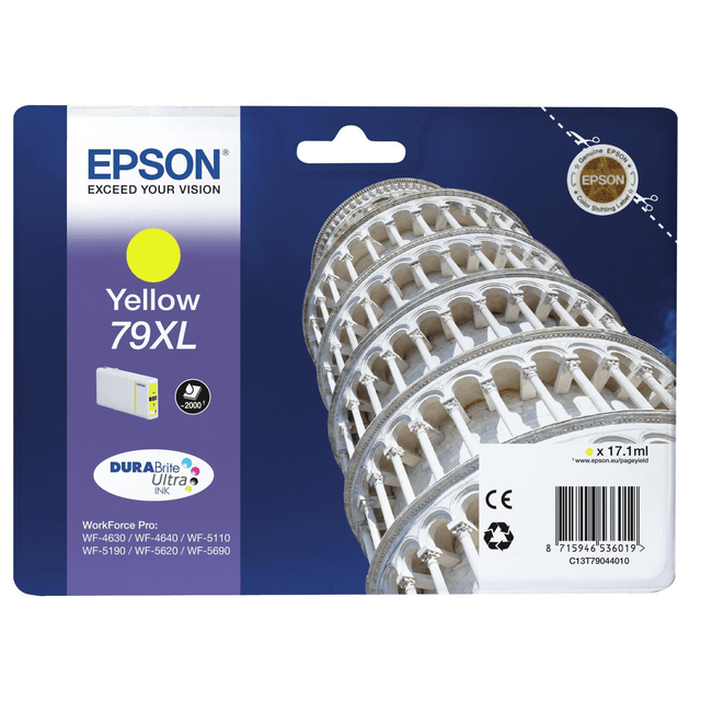 Epson 79XL DURABrite Ultra Yellow High Yield Printer Ink Cartridge Original C13T79044010 Single-pack