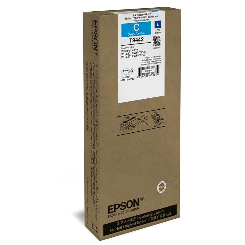 Epson T9442 19.9-ml for WorkForce Pro WF-C5210DW WF-C5290DW Cyan Printer Ink Cartridge Original C13T944240 Single-pack