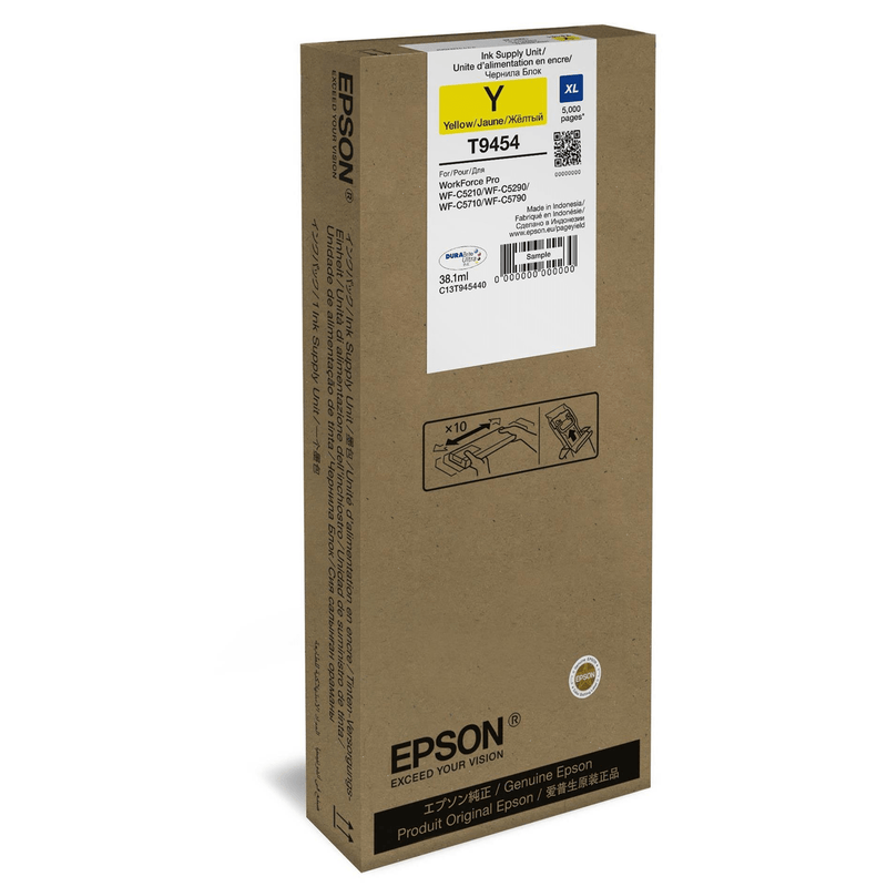 Epson T9454 38.1-ml XL SIZE for WorkForce Pro Yellow High Yield Printer Ink Cartridge Original C13T945440 Single-pack