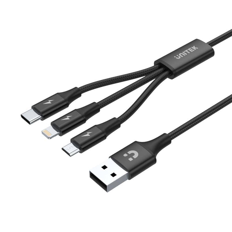 Unitek 1.2m 3-in-1 USB-A to USB-C / Micro USB / Lightning Multi Charging Cable C14049BK