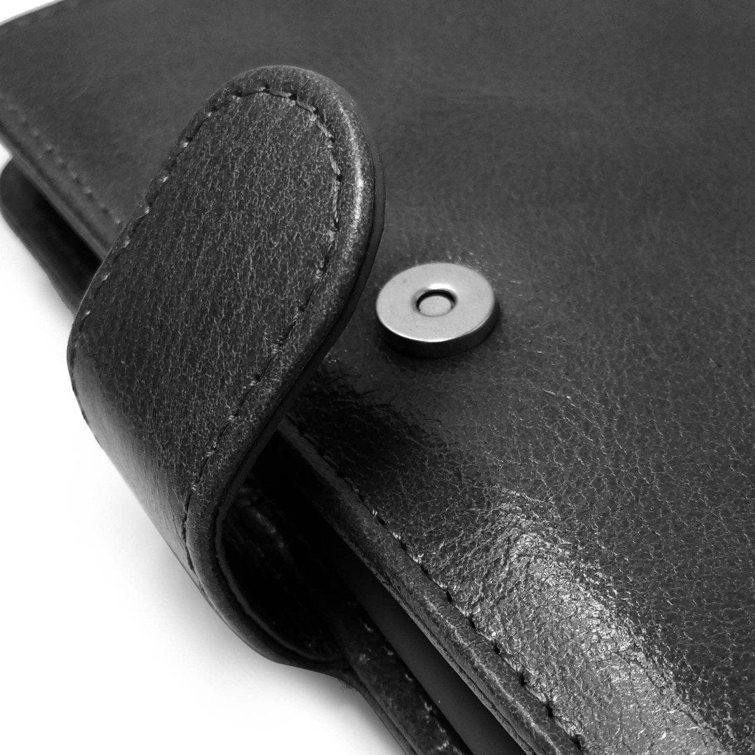 Tuff-Luv Genuine Leather Slim Wallet Case Magnetic Shell for iPhone X/XS Black C3_91