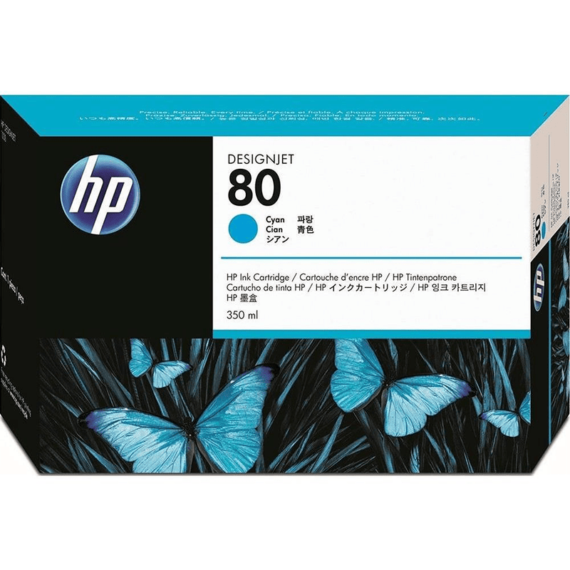 HP 80 350-ml DesignJet Cyan Printer Ink Cartridge Original C4846A Single-pack