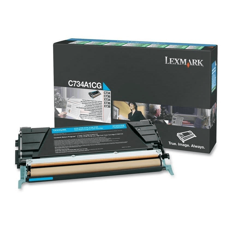 Lexmark C734A1CG Cyan Toner Cartridge 6,000 Pages Original Single-pack