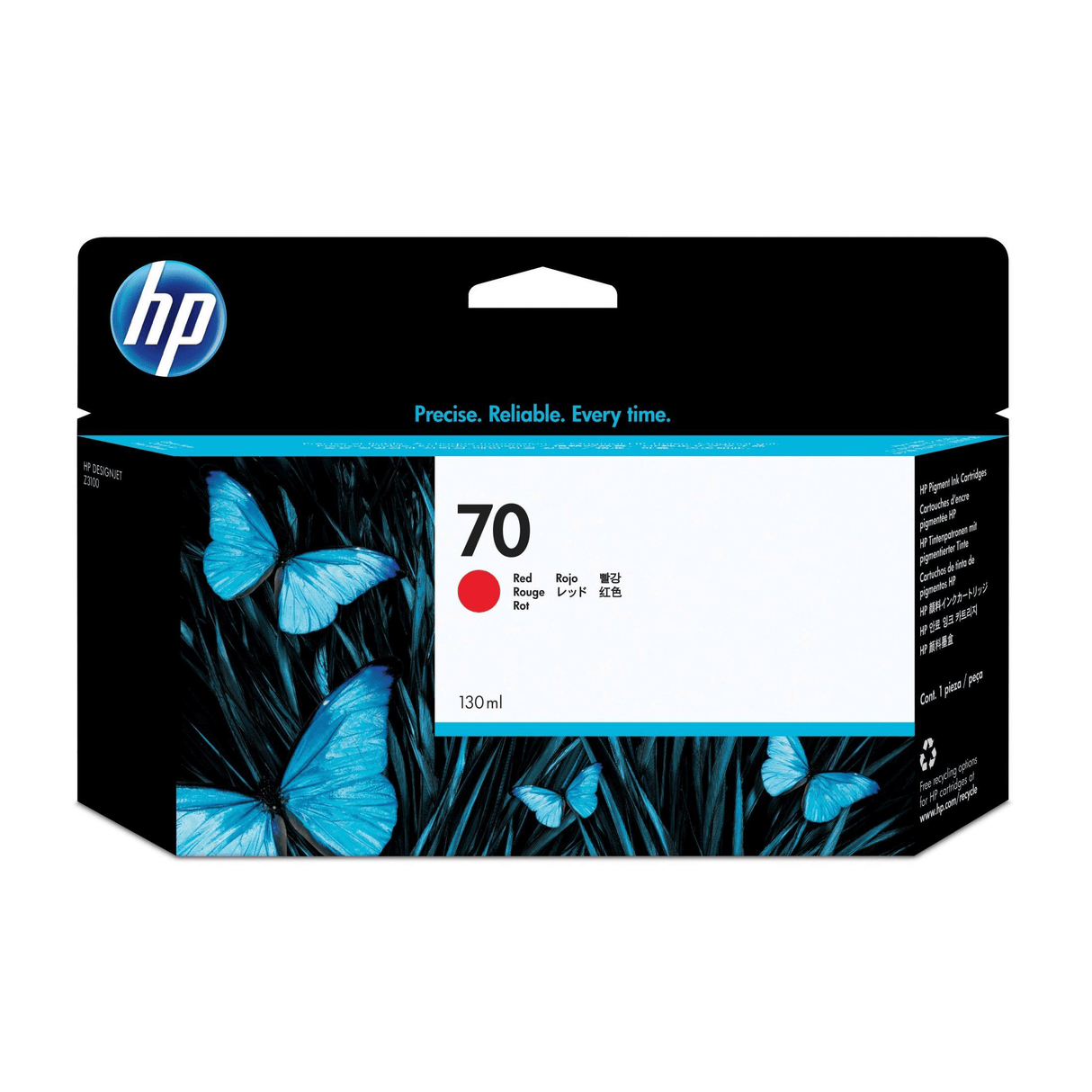 HP 70 130-ml DesignJet Red Printer Ink Cartridge Original C9456A Single-pack