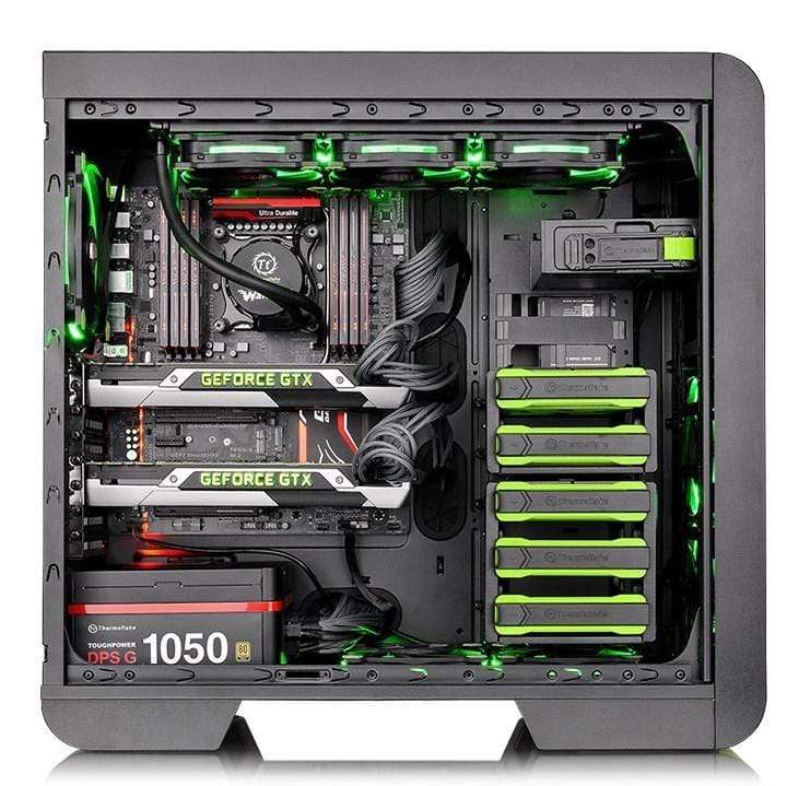 Thermaltake Core V51 Riing Edition Midi Tower Black and Green Gaming PC Case CA-1C6-00M8WN-00