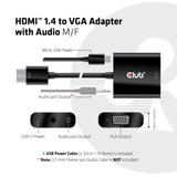 CLUB3D CAC-1302 video cable adapter 0.5 m HDMI Type A (Standard) VGA (D-Sub) Black