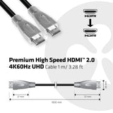 CLUB3D Premium High Speed HDMI™ 2.0 4K60Hz UHD Cable 1 m/ 3.28 ft Certified