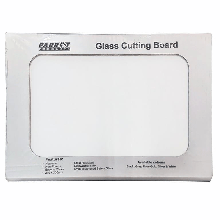 Parrot Glass Cutting Board 210x300mm White CB2129W